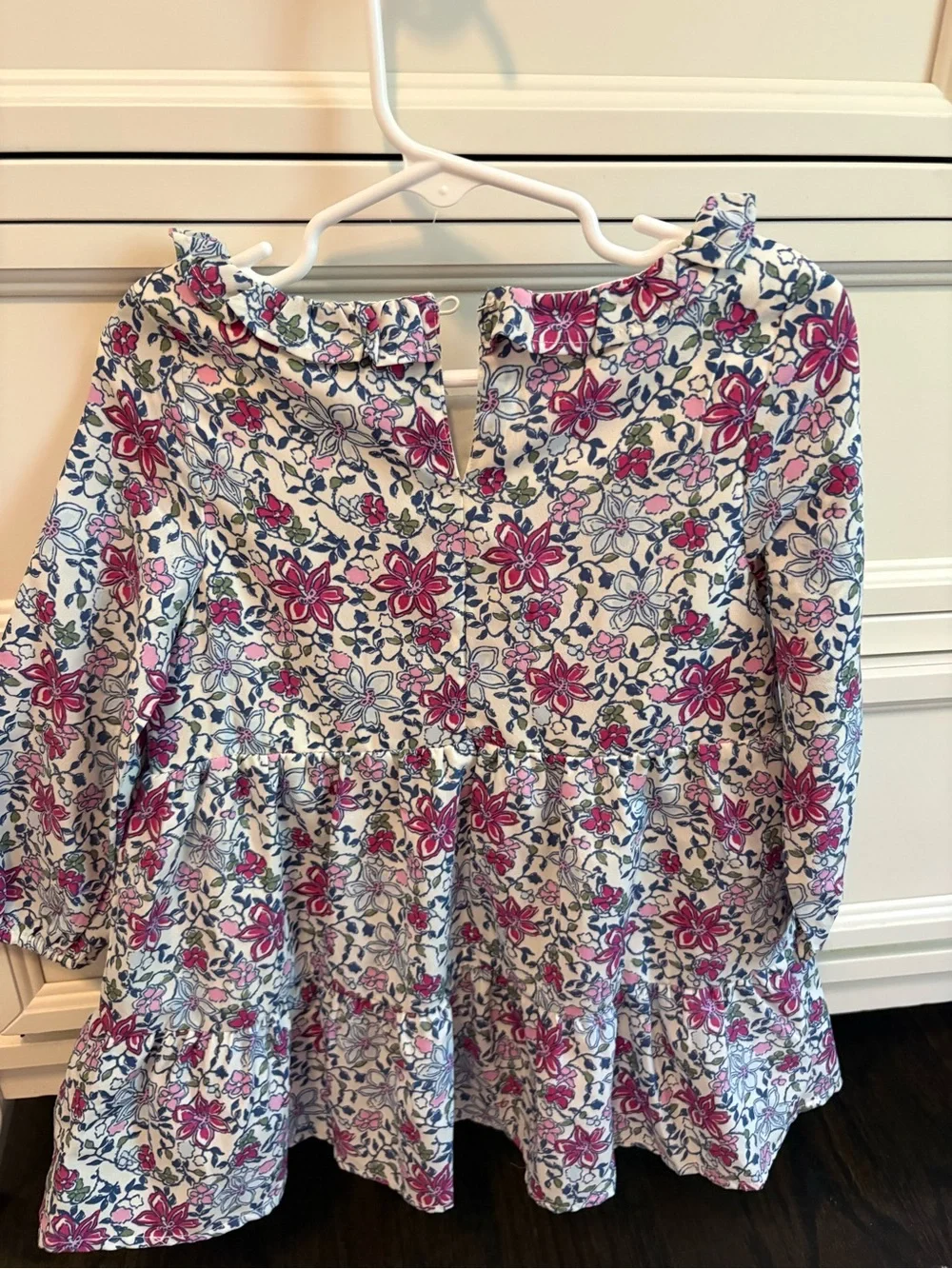 Vineyard Vines Girls Floral Ruffle-Neck Dress